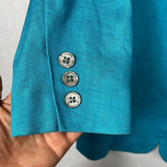 90s Classiques 100% Linen Longline Blazer Womens XS Oversized Bright Crest Retro - Picture 5 of 13